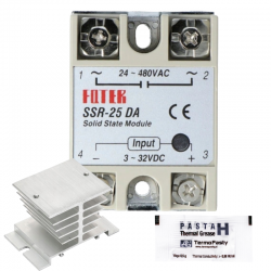 Zestaw 3w1 przekaźnik SSR-25DA + radiator do przekaźnika + pasta termoprzewodząca